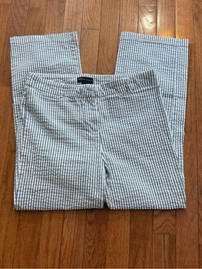Adrienne Vittadini Blue & White Seersucker Straight-Leg Trousers